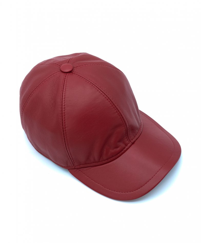 Men's leather baseball caps baseball leather cap red color Boston