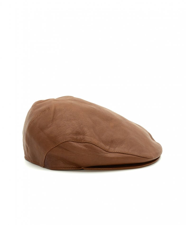 Men\'s leather flatcap visor beret vintage brown | Palermo leather D\'Arienzo beret
