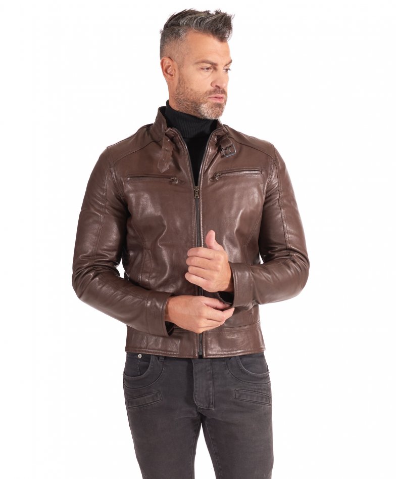 Oversized leather blouson jacket, dark bown | Weekend Max Mara