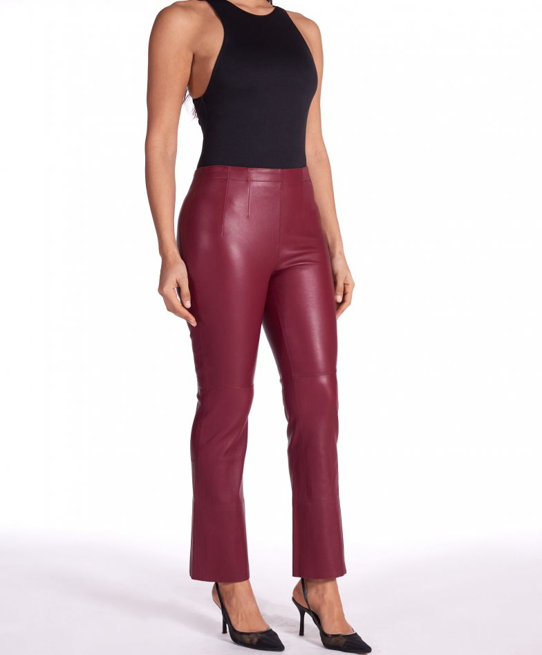 FLARED FAUX LEATHER TROUSERS | Brown | VILA®