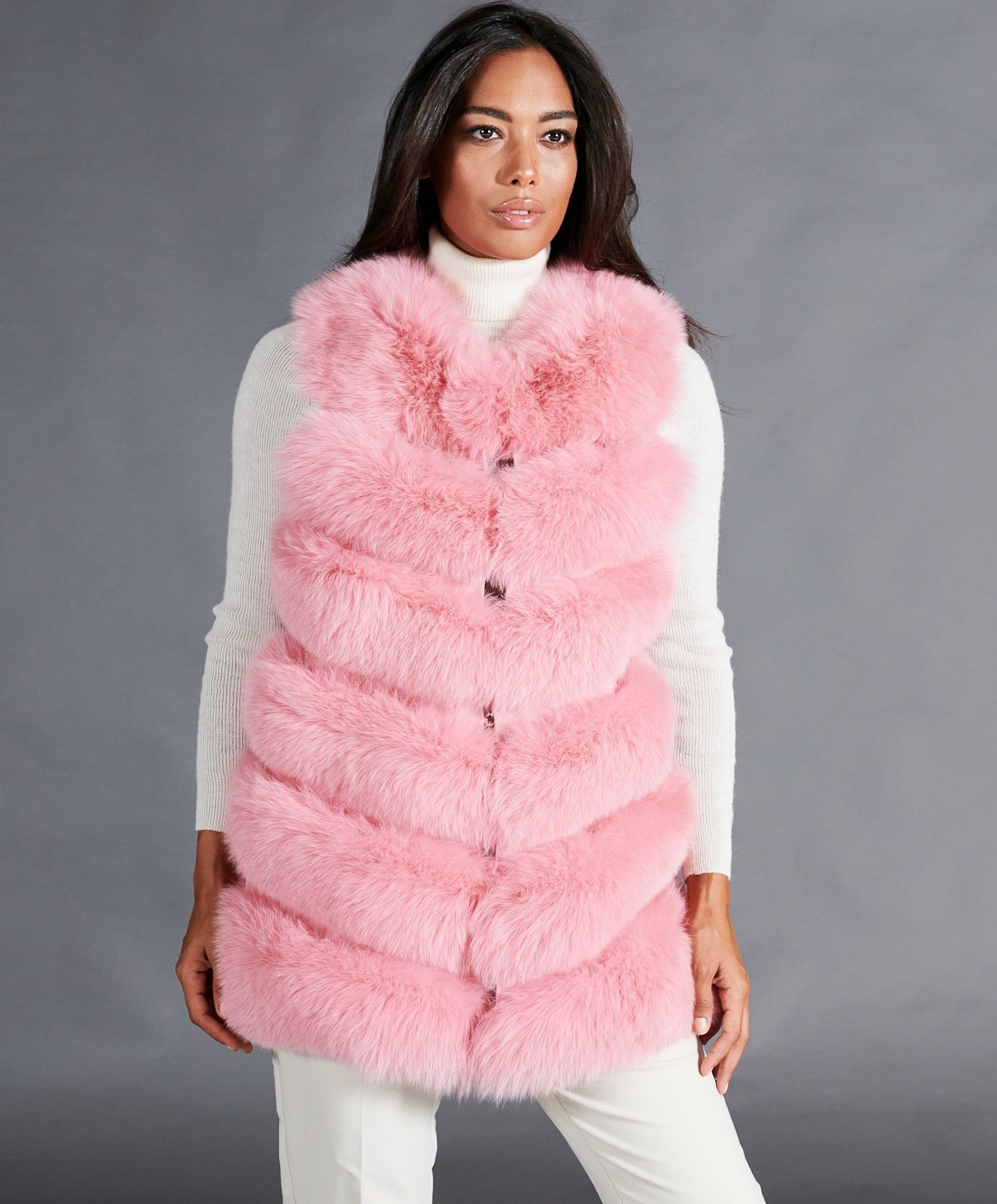 jacket with pink fur collar