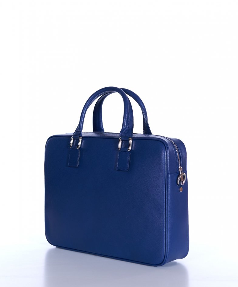 Blue shop leather briefcase