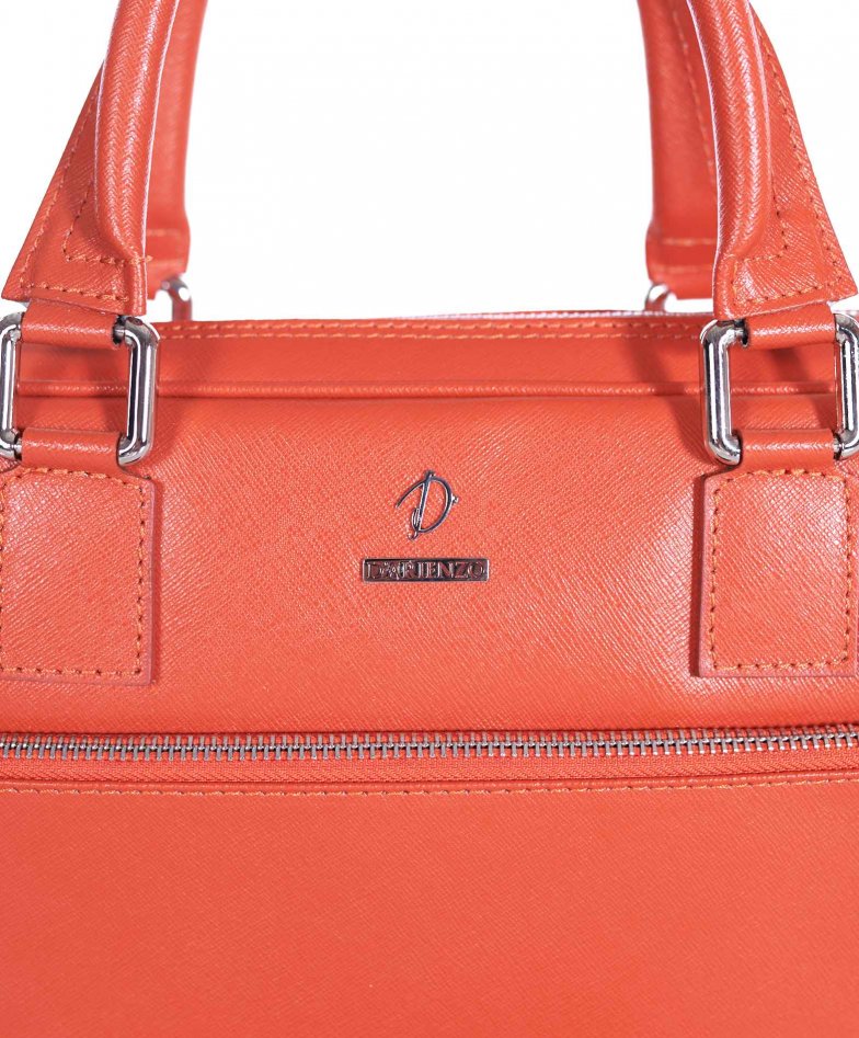 Orange Italian Leather Case for Fairphone. Organizer Purse Zip
