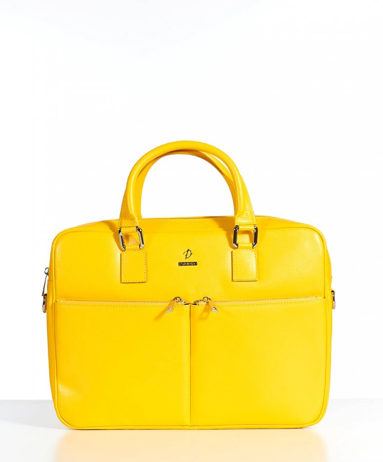 yellow leather laptop bag