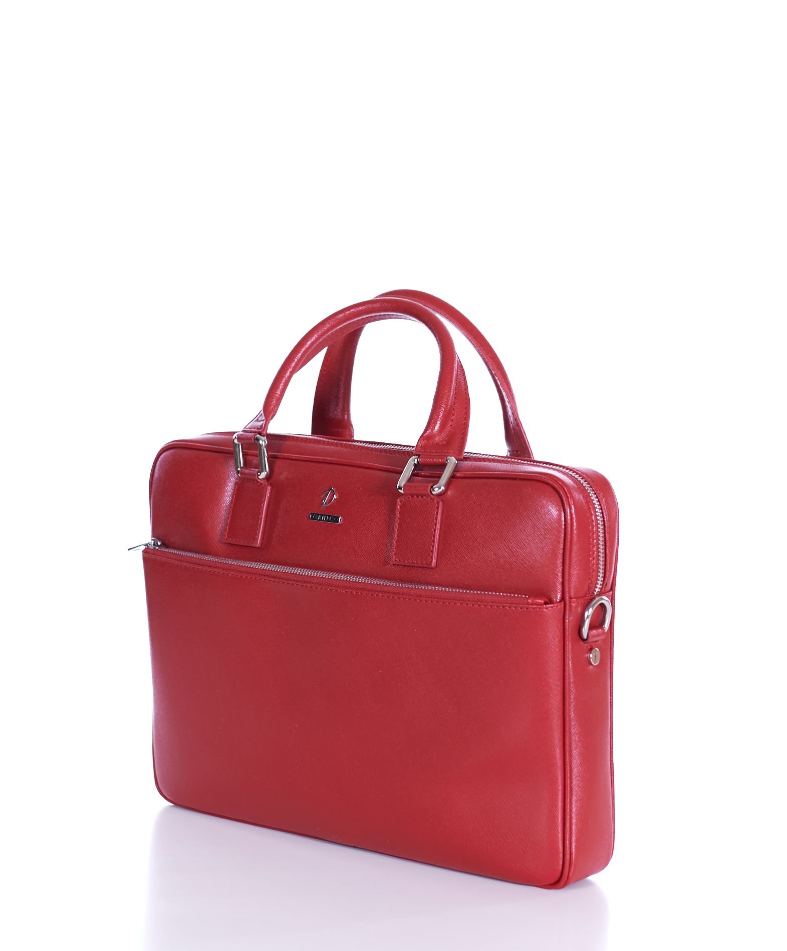 Italian work leather business briefcase laptop pc bag red Dylan 