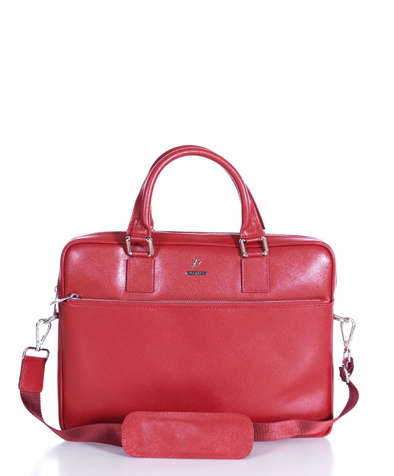 Italian work leather business briefcase laptop pc bag red Dylan | D