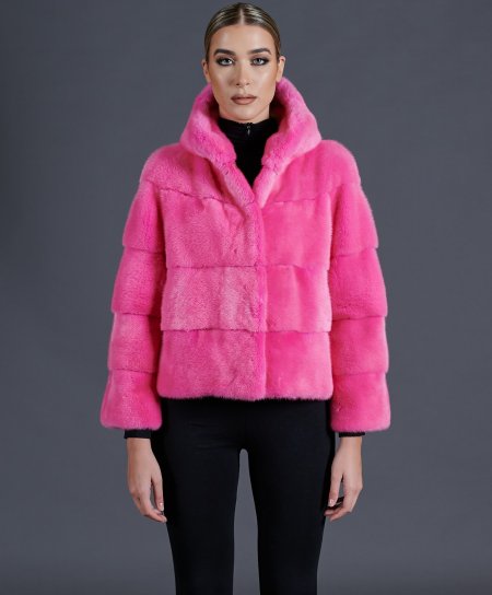 Mink fur hooded jacket with...