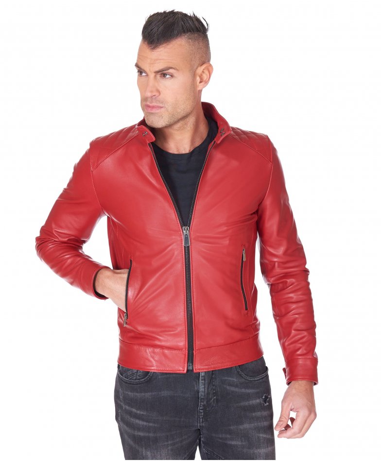 Leather jacket clearance red colour