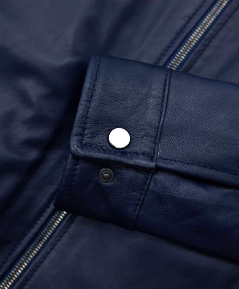 Genuine leather mens D\'Arienzo Marlon magnet pockets jacket leather jacket blue 