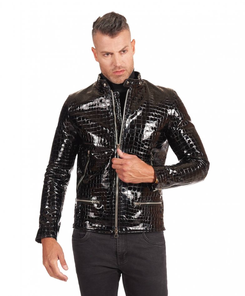 MJZ - CROCODILE PERFECTO JACKET  Custom leather jackets, Leather