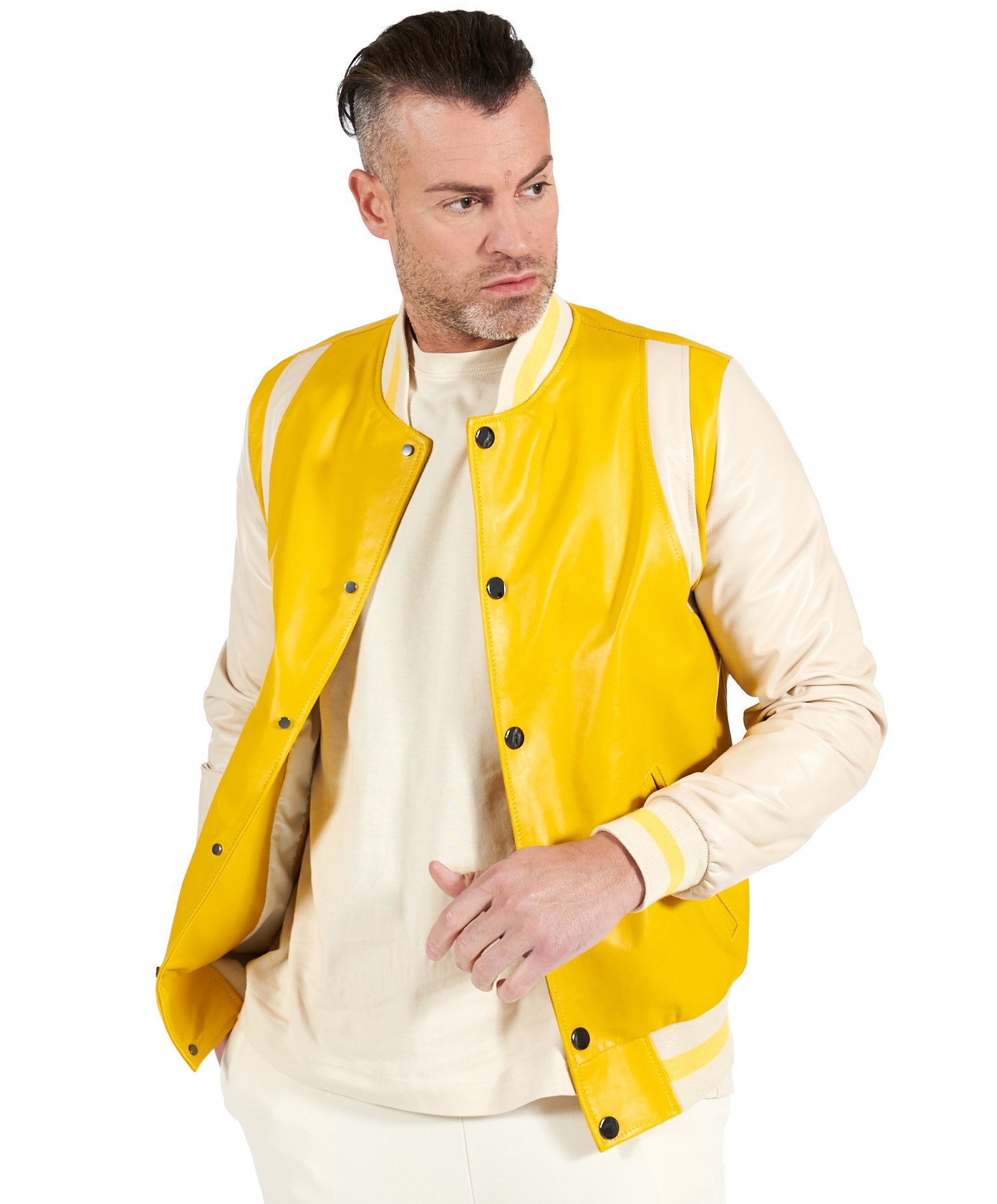 White and Yellow Varsity Jacket