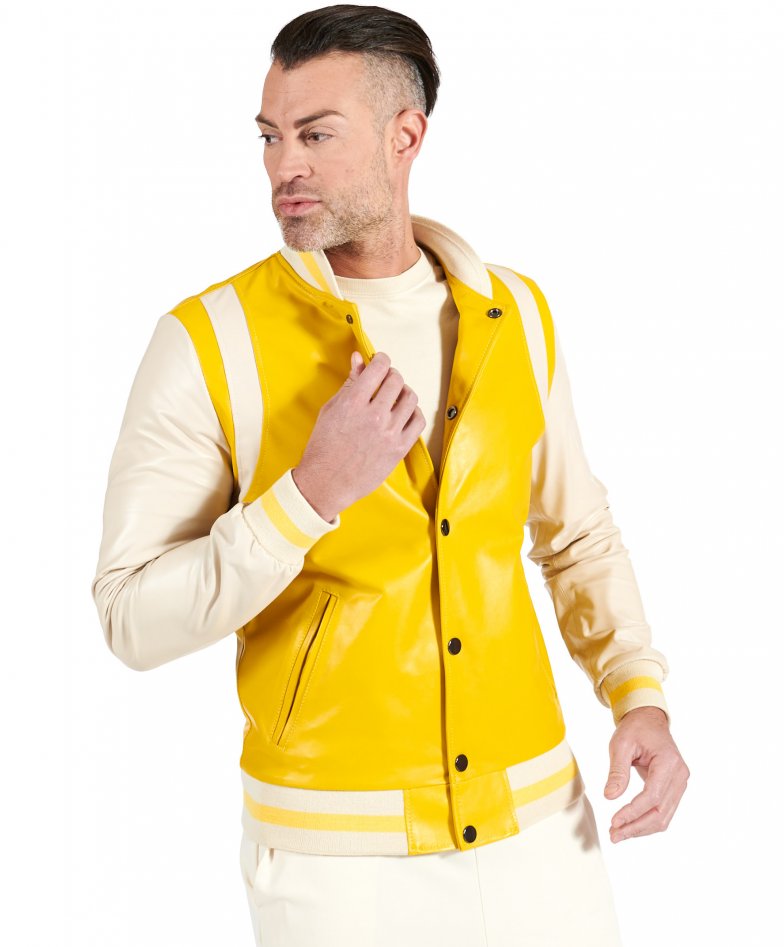 4861J giubbotto uomo FREEDOMDAY bomber yellow eco-leather jacket man 