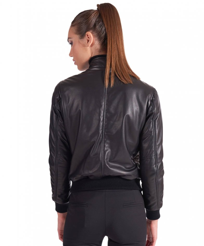 Women's Leather bomber Jacket leather bomber black G154 | D'Arienzo