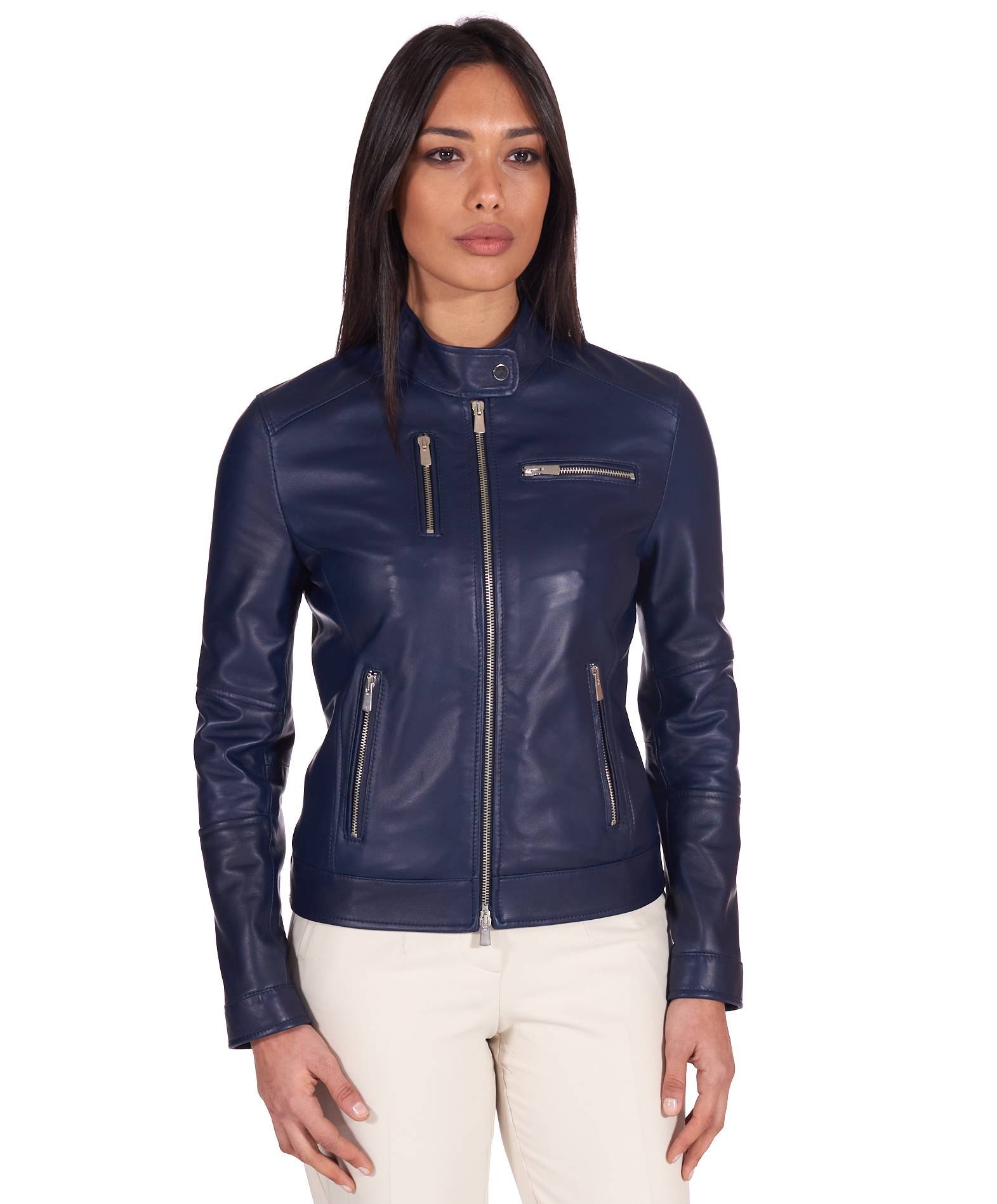 Shelby Mustang Leather Jacket | Blue Stripes | Shelby Store