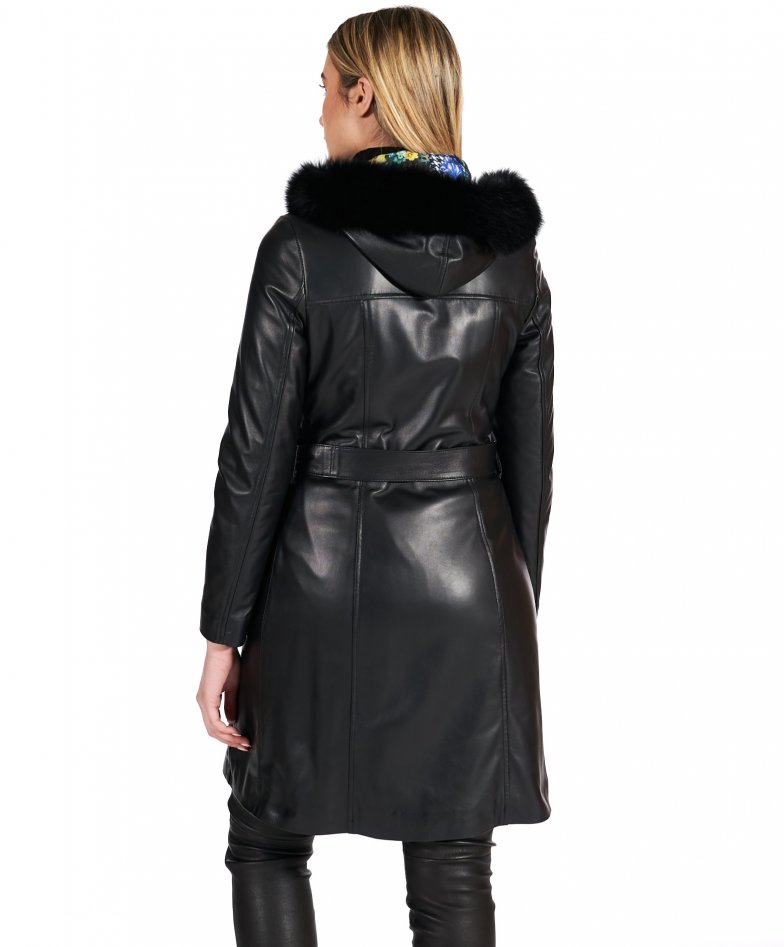 Tina faux leather trench coat