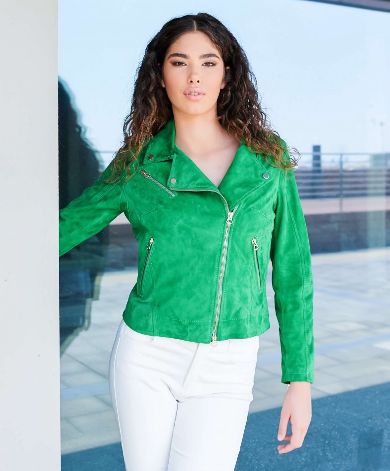 Ladies green suede on sale jacket