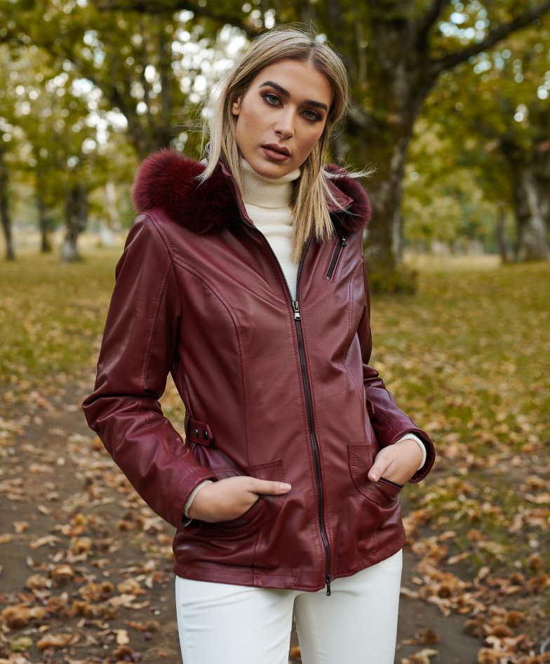 ladies leather parka