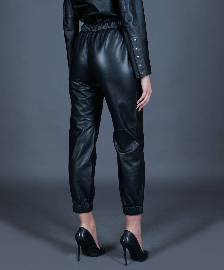 Women's Sosandar Plain Leather Trousers