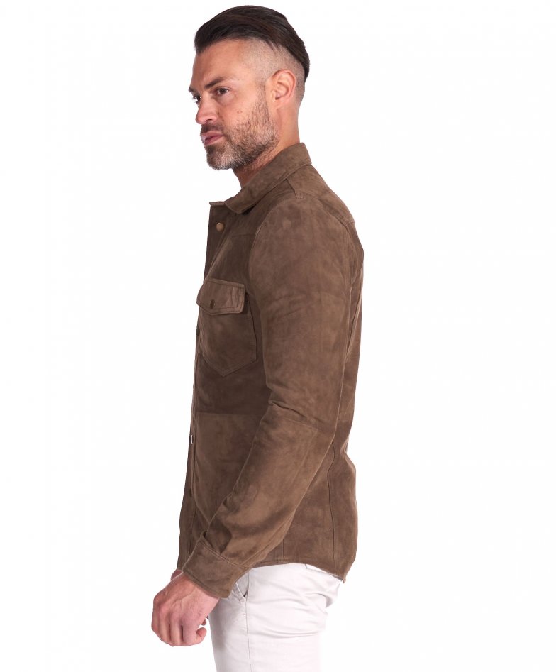 Men's Suede shirt mens suede shirt jacket leather button down