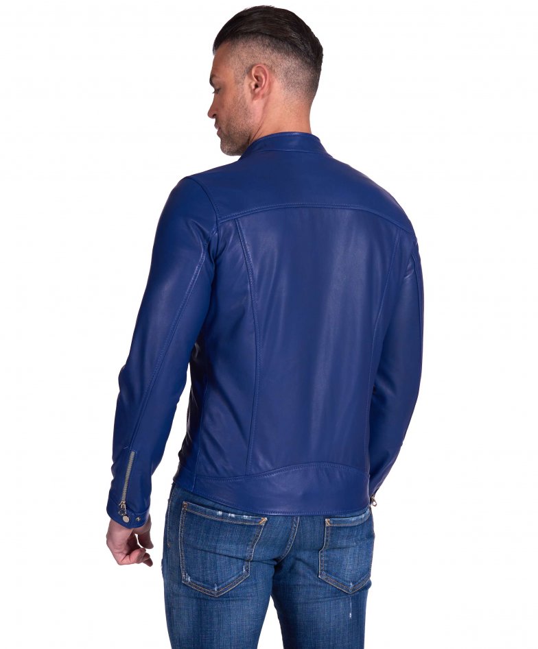 Leather clearance blue jacket